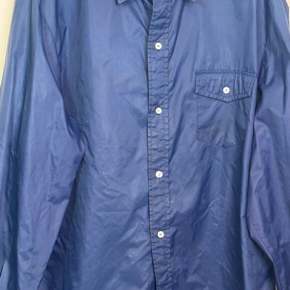Vtg 1970's L.L. Bean Navy Blue Windbreaker Button Up Long Sleeve Shirt - Picture 7 of 8